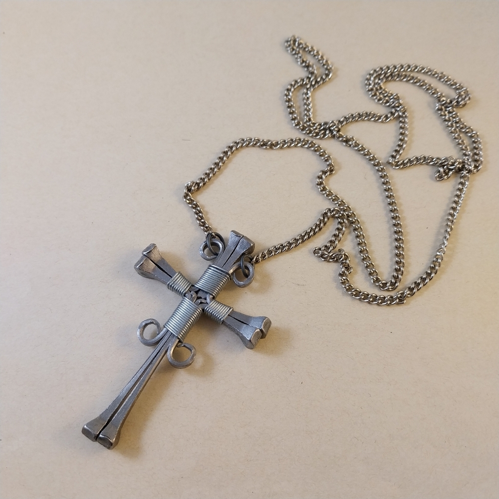 Silver Cross Pendant Necklace - Picture 3 of 9